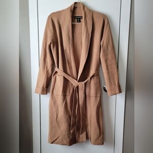 Nanette Lepore camel tan sweater cardigan trench coat